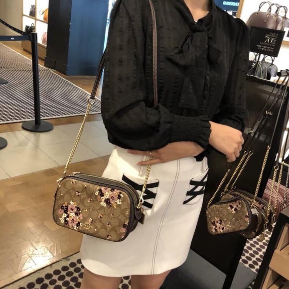 🌷COACH Isla Chain Crossbody With Floral Flocking - Picture 8 of 8